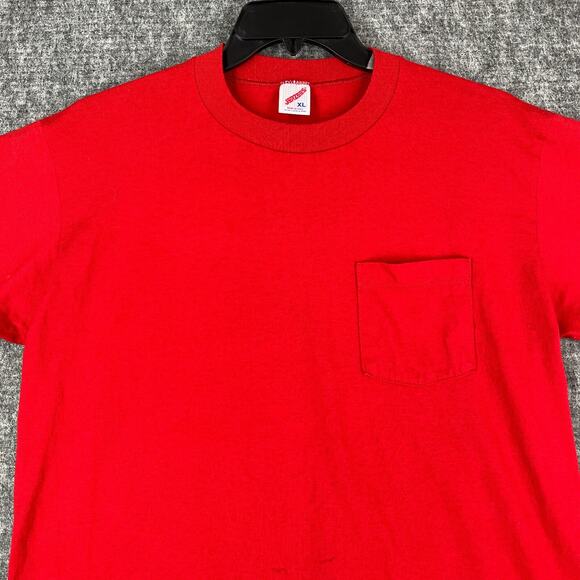 Vintage Single Stitch Shirt Mens‎ XL Jerzees USA made Red Blank Short-sleeve Tee - Picture 4 of 15